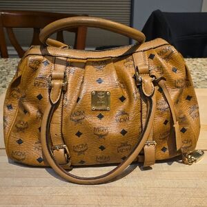 MCM Cognac Leather Satchel